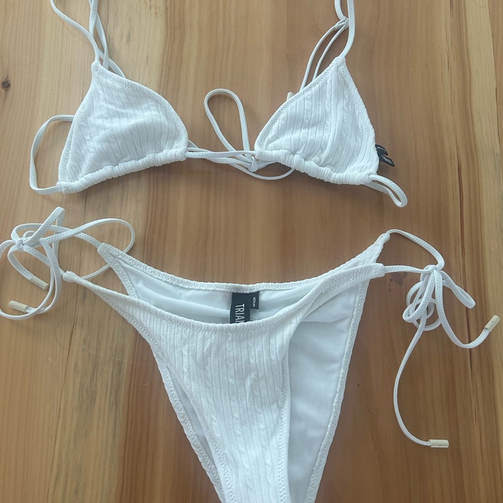 Triangl Swimwear White Ribbed Bikini